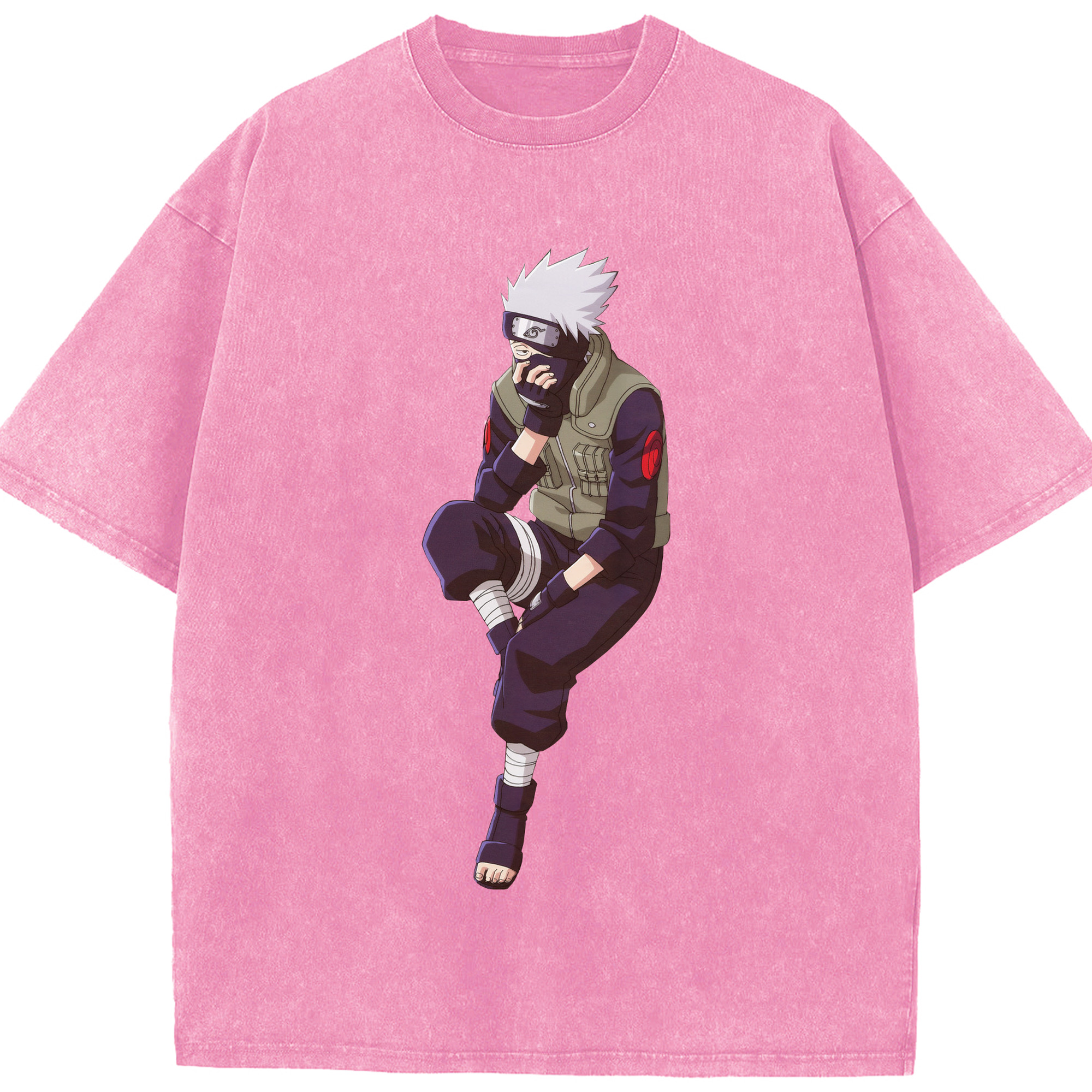 （画像用） NARUTO -ナルト- はたけ カカシ Hatake Kakashi 綿100% ヴィンテージ風 半袖Tシャツ（フロントプリント）